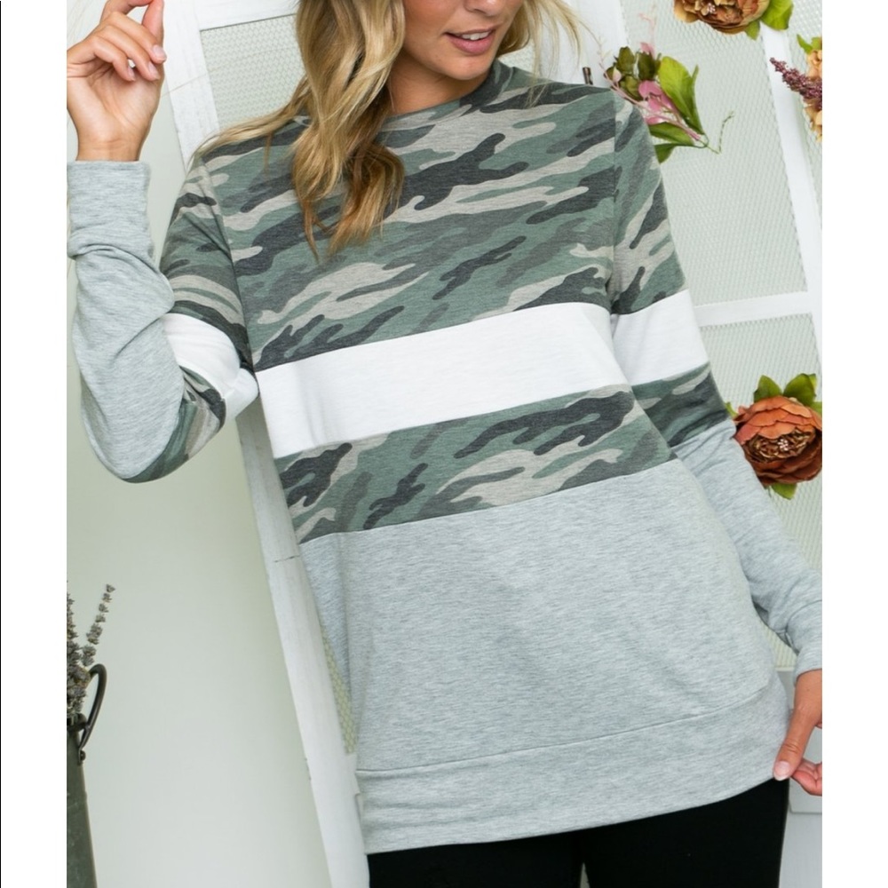 Camo Color Block Top (UNWORN)